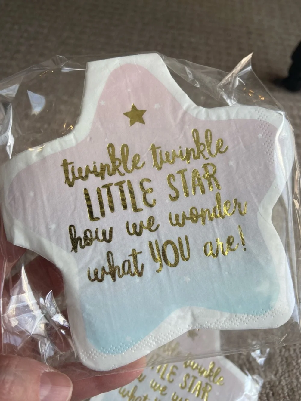 Bundle of 3 Twinkle Twinkle Little Star Pink & Blue‎ Paper Napkins Baby Shower